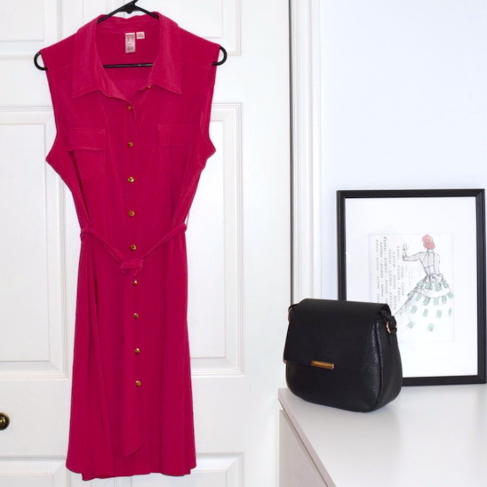 Hot Pink Collared Dress